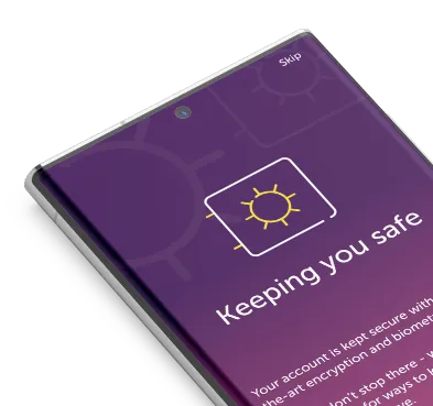 Smartphone showing 'Keeping you safe' information page on Atom app