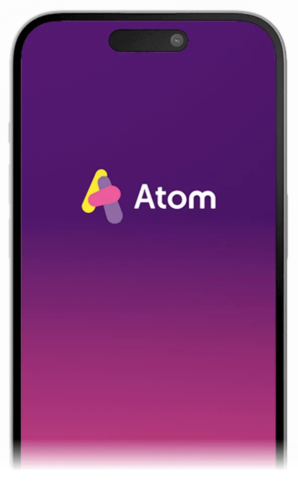 Atom Bank app showing the home screen