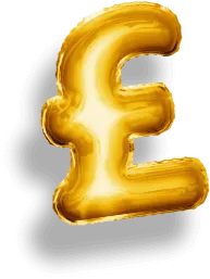 Gold pound sign balloon representing the letter E