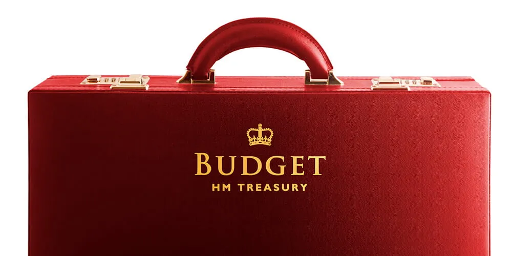 Red UK Treasury suitcase